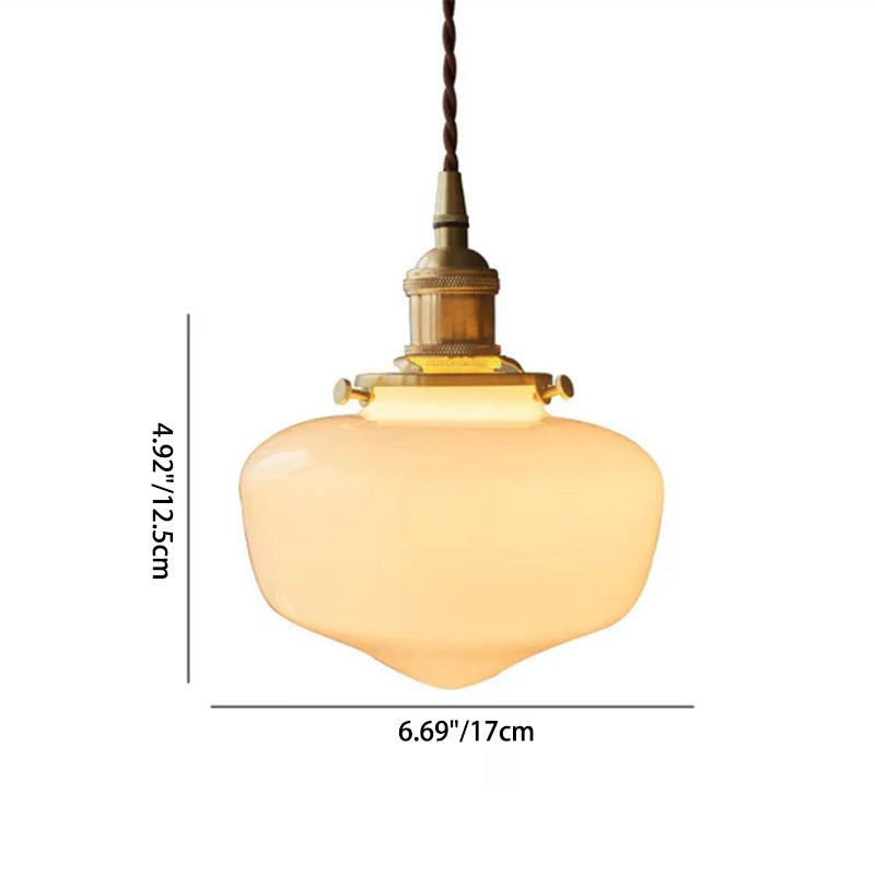 Nordic Vintage Brass Glass Pendant Light - 1-Light Hanging Lamp for Home Decor