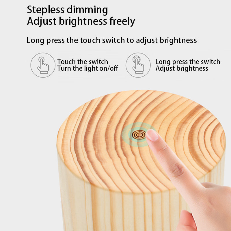 Creative Wood LED Touch Night Light Table Lamp - Modern Design, Dimmable, Warm White, USB Rechargeable