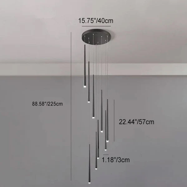 Modern Minimalist Tapered Tube LED Island Chandelier - Iron & Acrylic Design