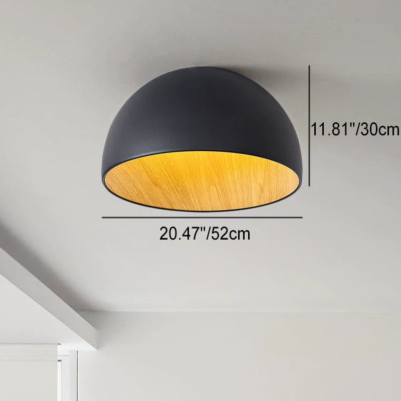 Minimalist Wooden Bowl Iron LED Ceiling Light Fixture