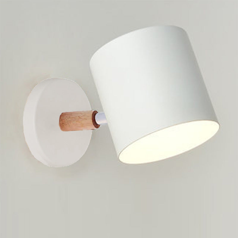 Nordic Macaron Cylinder 1-Light Wall Sconce Lamp - Rotatable Design for Modern Decor
