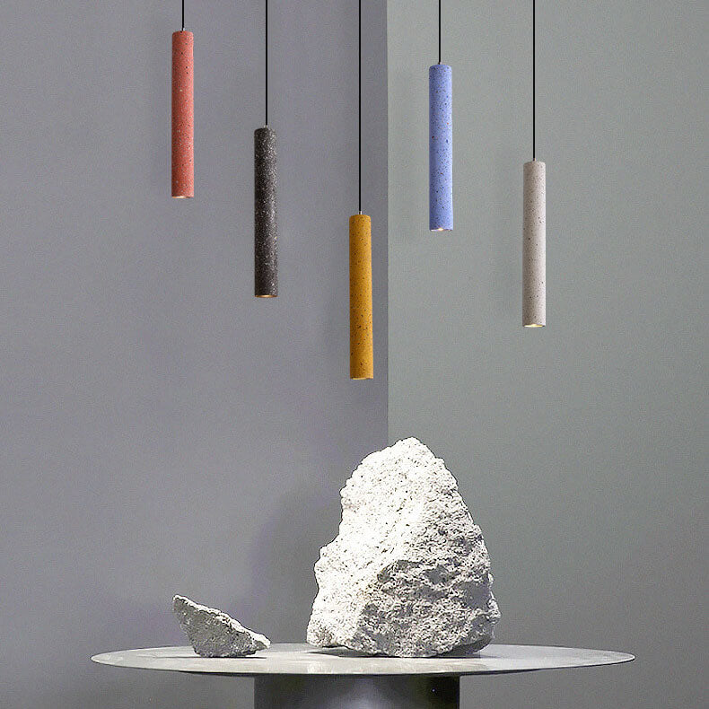 Nordic Colorful Terrazzo LED Pendant Light - Cylindrical Shape