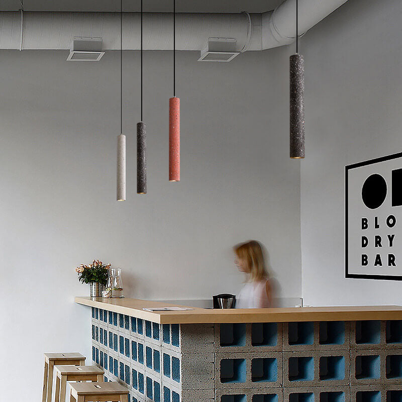 Nordic Colorful Terrazzo LED Pendant Light - Cylindrical Shape