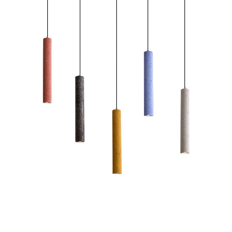 Nordic Colorful Terrazzo LED Pendant Light - Cylindrical Shape
