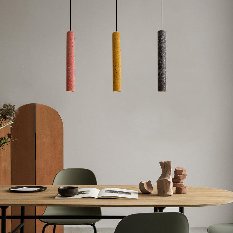 Nordic Colorful Terrazzo LED Pendant Light - Cylindrical Shape