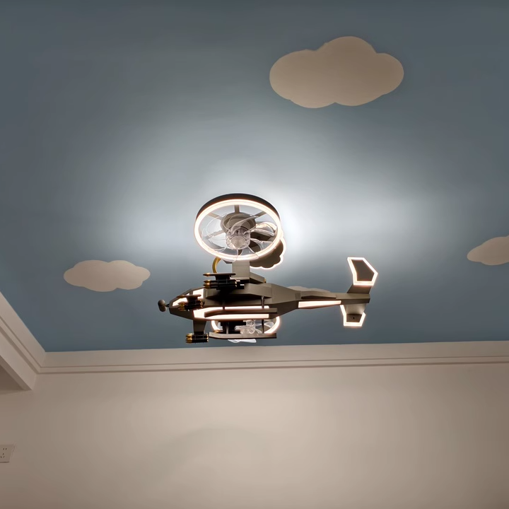 Contemporary Kids Airplane Acrylic LED Ceiling Fan Light for Bedroom 

Illuminate your child's room with this stylish and fun airplane-themed ceiling fan light. Featuring a modern design, the acrylic construction provides a bright and energy-efficient LED