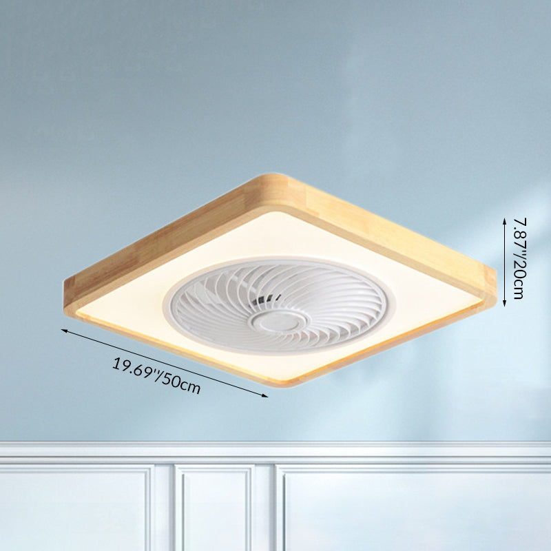 Modern Minimalist Wood Geometric LED Ceiling Fan Light