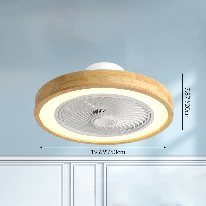 Modern Minimalist Wood Geometric LED Ceiling Fan Light