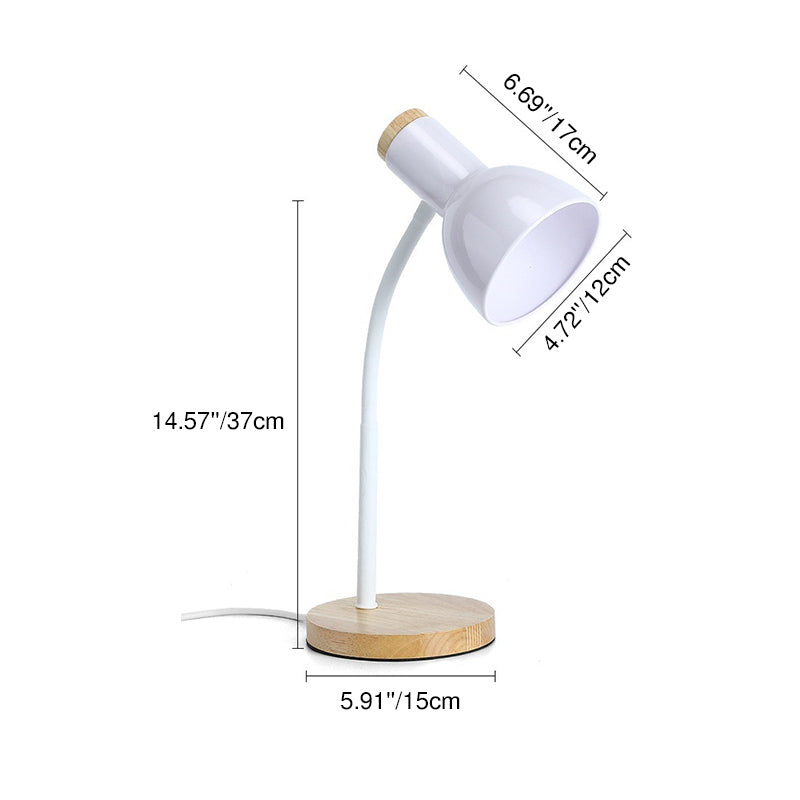 Modern Minimalist Iron Wood Base Foldable Adjustable Arm Table Lamp - 1-Light Design for Bedroom