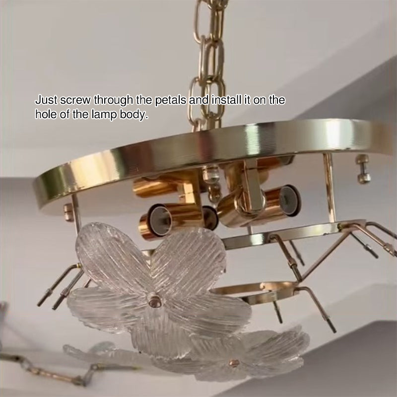 Modern Art Deco 6-Light Semi-Flush Mount Petal Glass Ceiling Light for Living Room