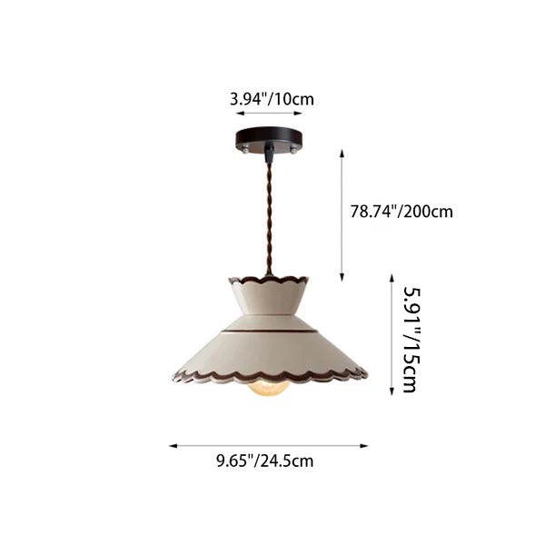 Traditional French Ceramic & Iron Cone Pendant Light for Bedroom & Living Room