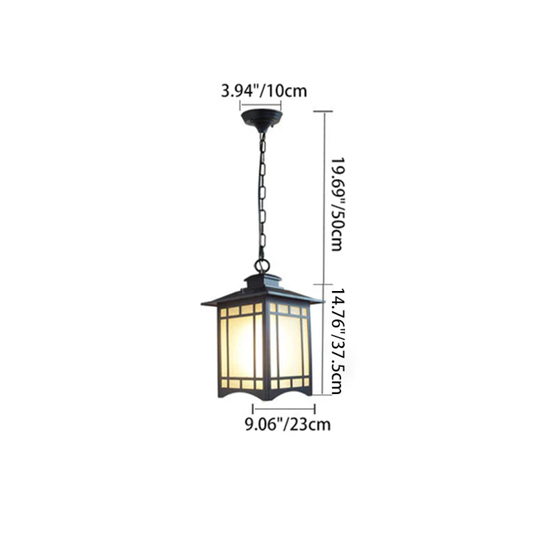 Traditional Chinese Dome Waterproof Aluminum Glass Pendant Light for Outdoor Patio