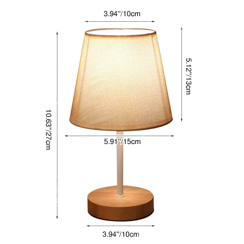 Contemporary Nordic Solid Wood Fabric Cone LED Table Lamp for Living Room Bedroom Modern Minimalist Nightstand Lighting Scandinavian Design Eco-Friendly Decor Stylish Illumination Home Lighting Solutions Plug-in Lamp Adjustable Brightness Trendy Accent La