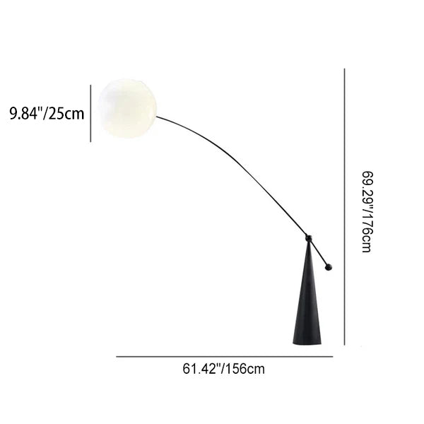 Contemporary Tapered Base Fishing Rod Floor Lamp - 1-Light Iron & Glass Design for Living Room