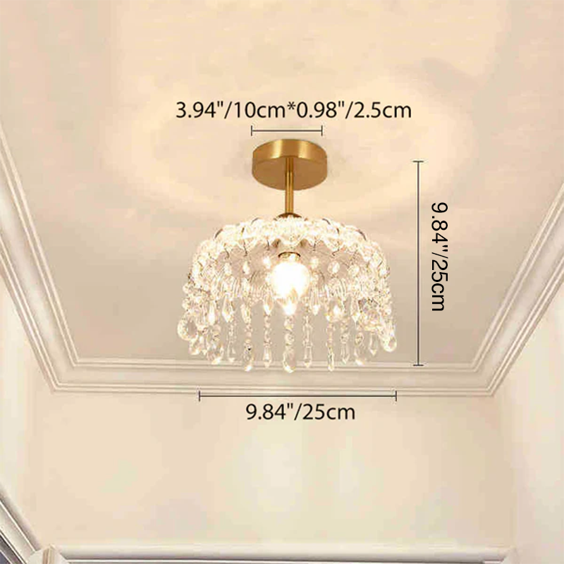 Modern Minimalist Flower Glass Crystal Semi-Flush Mount Ceiling Light for Hallway