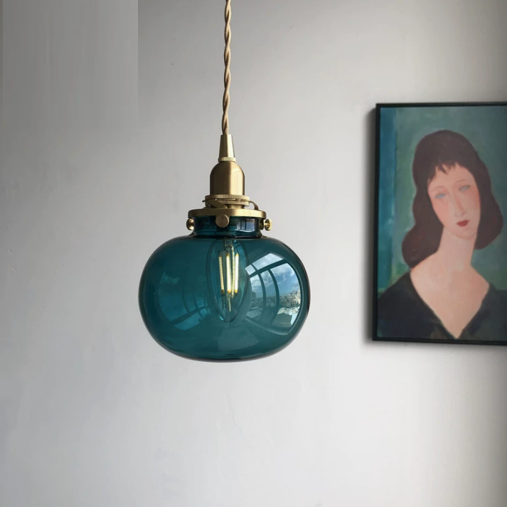 Vintage Oval Copper Pendant Light for Bedroom - 1-Light Traditional Design