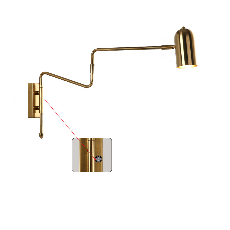 Nordic Iron Cylinder Wall Sconce Lamp - Swing Arm Design for Bedroom
