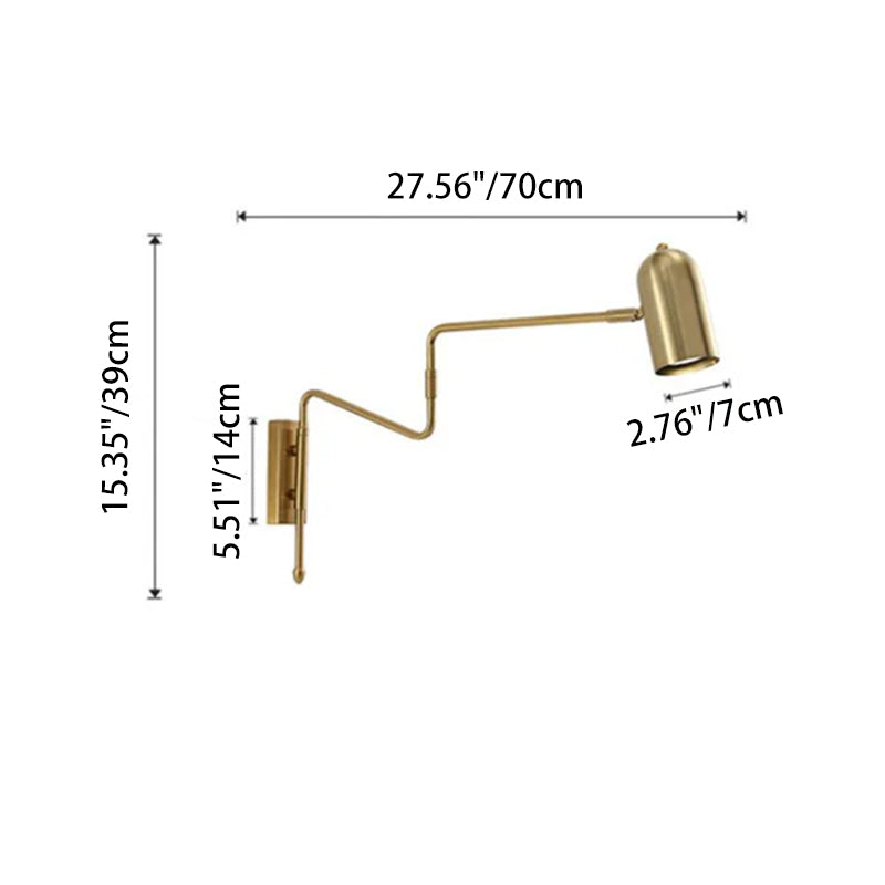 Nordic Iron Cylinder Wall Sconce Lamp - Swing Arm Design for Bedroom