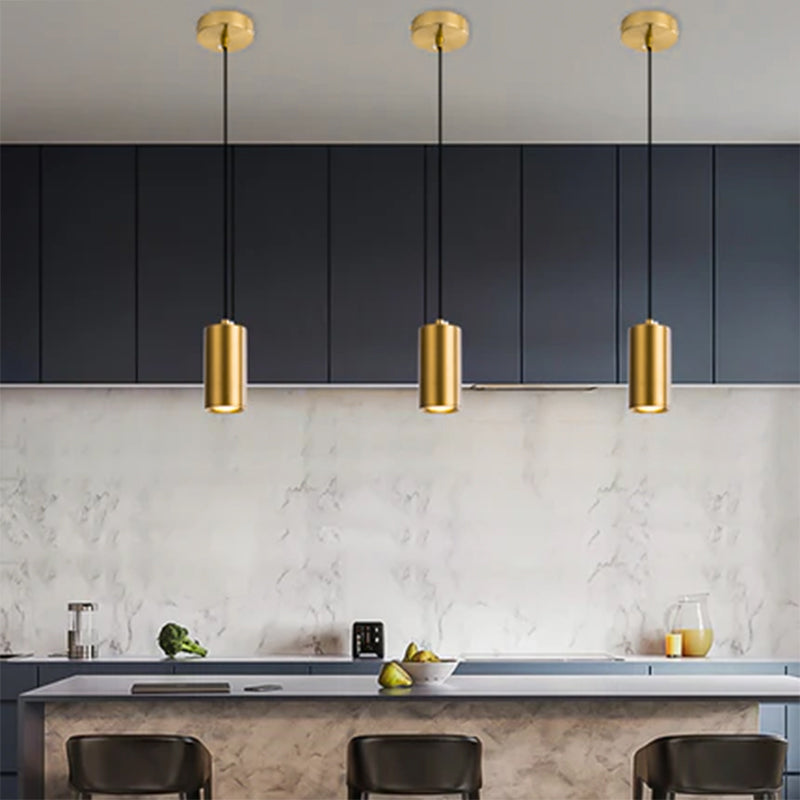 Modern Minimalist Column Iron Mini Pendant Light - 1-Light Hanging Fixture for Living Room