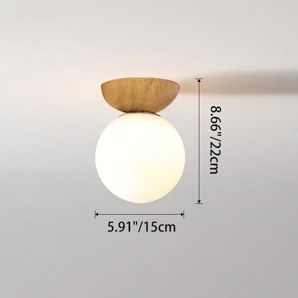 Modern Minimalist Glass Iron Orb Semi-Flush Mount Light Pendant for Living Room