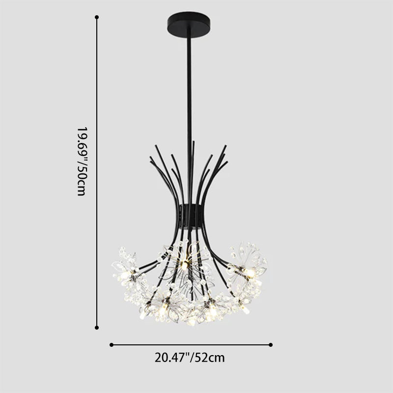 Contemporary Luxury Dandelion Crystal Chandelier - 13/19-Light Iron Frame for Living Room