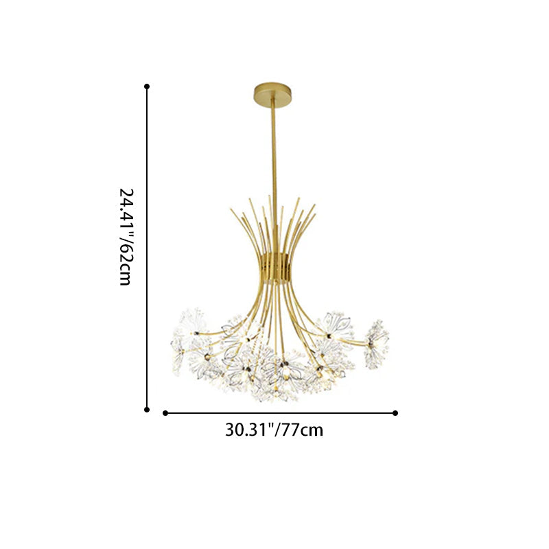 Contemporary Luxury Dandelion Crystal Chandelier - 13/19-Light Iron Frame for Living Room