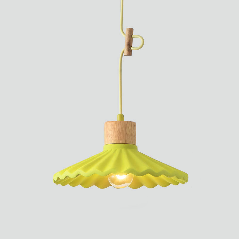 Modern Macaron Cement Scalloped Shade 1-Light Pendant for Living Room