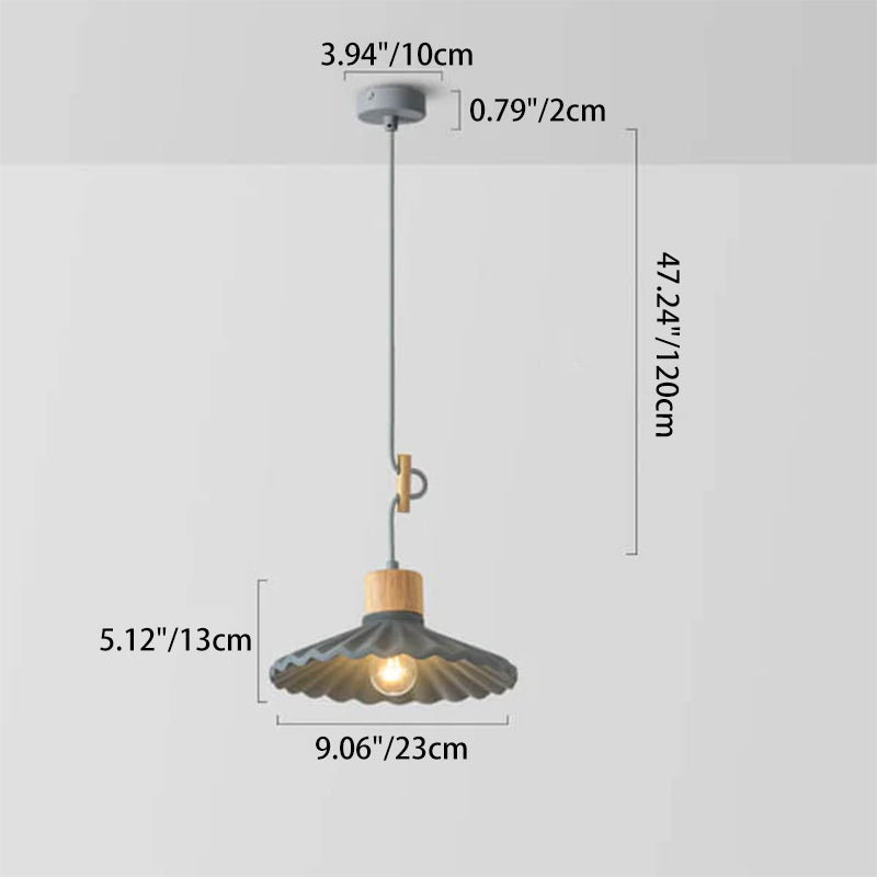 Modern Macaron Cement Scalloped Shade Pendant Light - 1-Light for Living Room