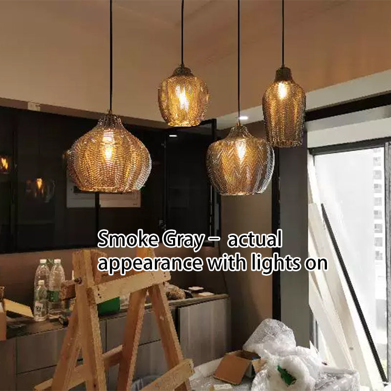 Nordic Textured Wavy Glass Pendant Light - 1-Light Barrel Fixture
