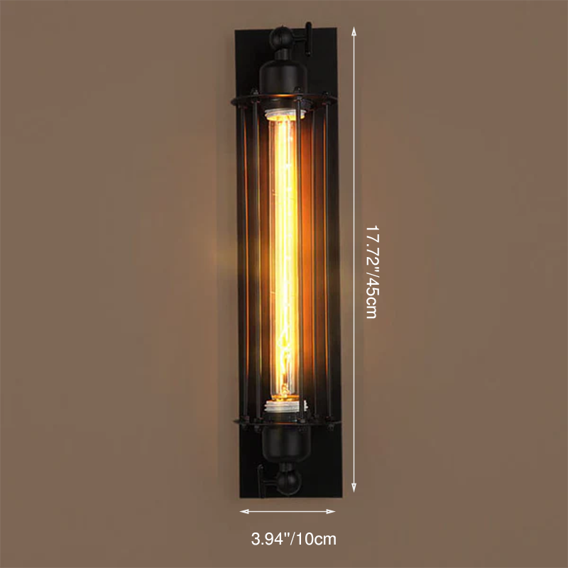 Contemporary Iron Rectangle Pencil-Shaped Wall Sconce - 1-Light for Living Room