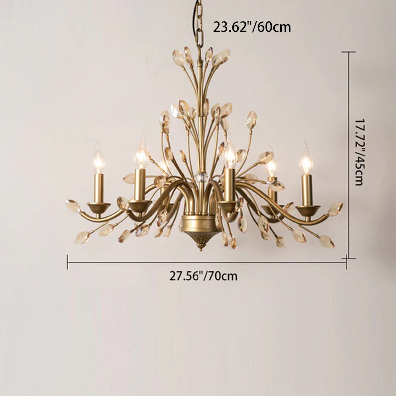 Traditional French Iron & Crystal Branch Chandelier - 6/9/12 Light Options for Living Room & Bedroom Decor