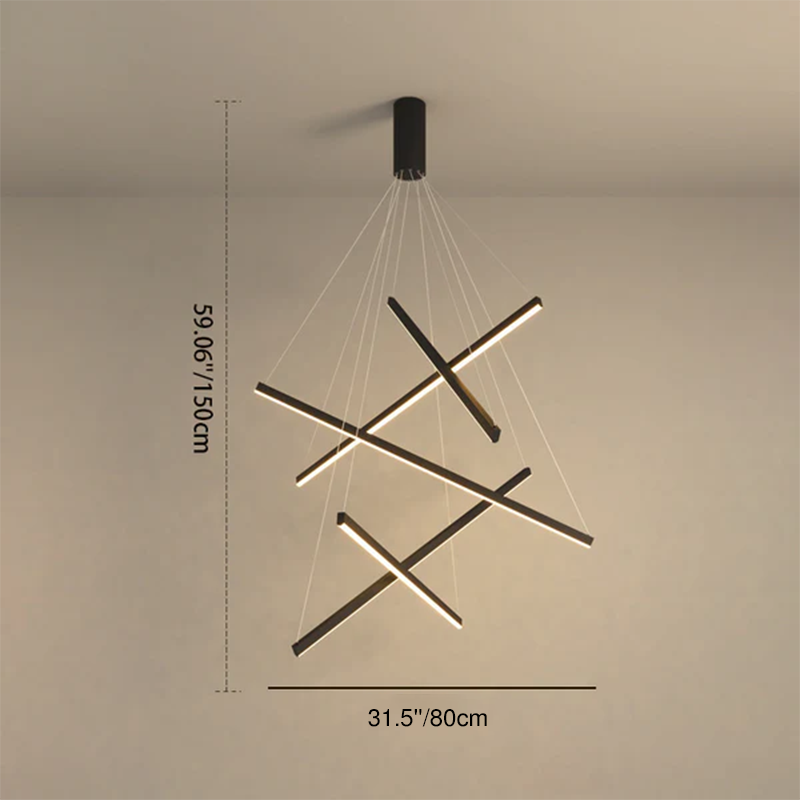 Contemporary Scandinavian LED Chandelier for Living Room - Rectangular Aluminum Acrylic Design