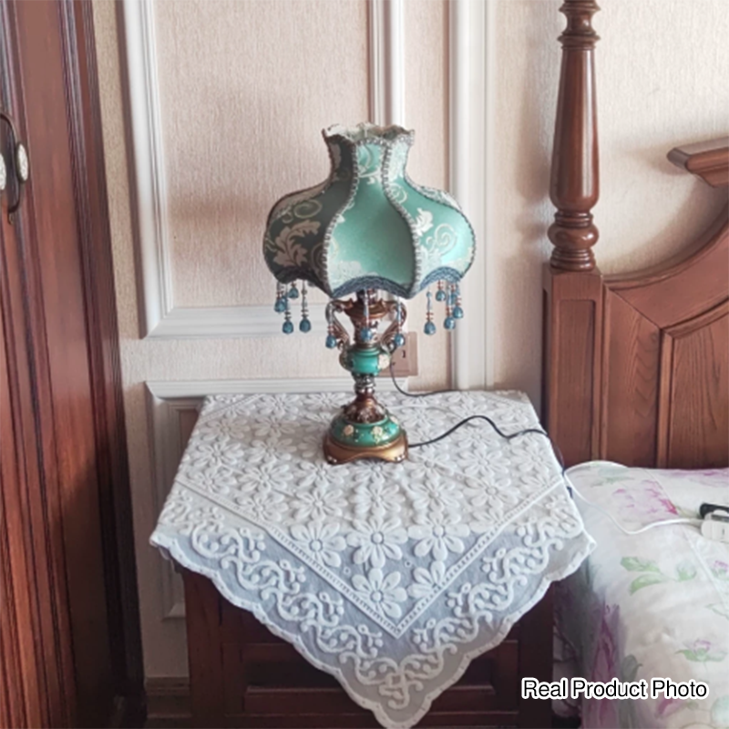 Traditional Blue Fabric Tassel Table Lamp - 1-Light Bedroom Decor