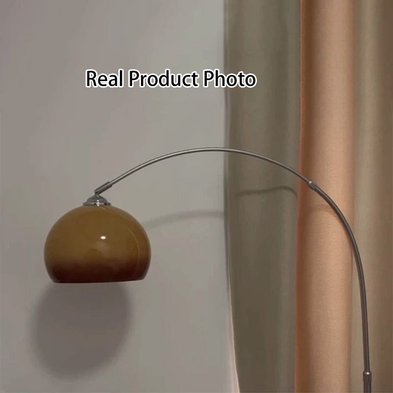 Scandinavian Glass Shade Fishing Rod Floor Lamp - 1-Light Iron Design for Living Room