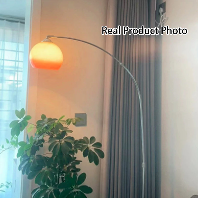 Scandinavian Glass Shade Fishing Rod Floor Lamp - 1-Light Iron Design for Living Room