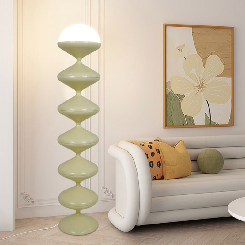 Contemporary Scandinavian Iron Acrylic Cream Floor Lamp - 1-Light Bedroom Lighting
