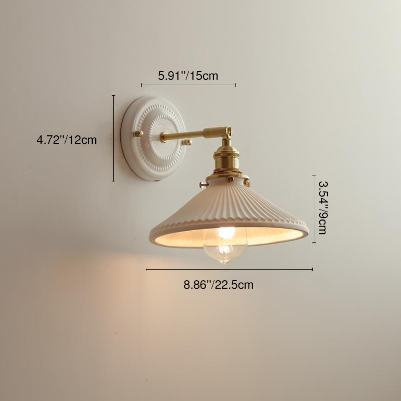 Vintage Round Ceramic Brass Wall Sconce Lamp - 1-Light Living Room Lighting