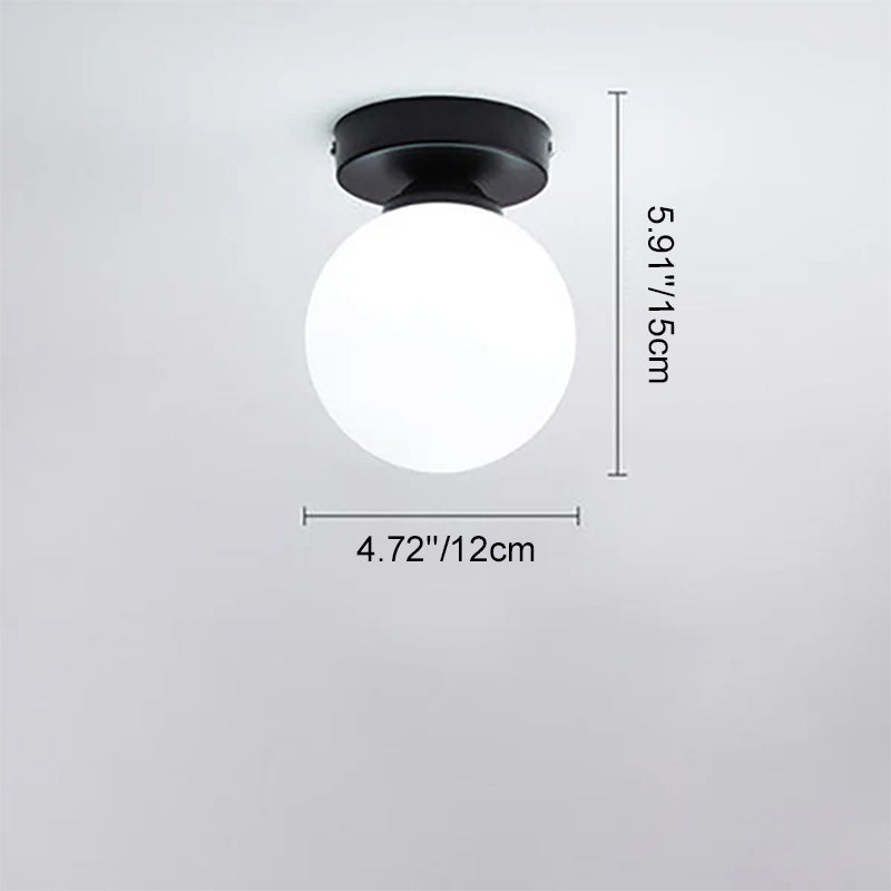 Modern Minimalist Glass Round Ball Semi-Flush Mount Ceiling Light for Hallway