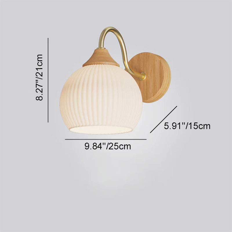 Contemporary Nordic Iron Glass Striped Round Log Wall Sconce - 1-Light Lamp for Living Room & Bedroom