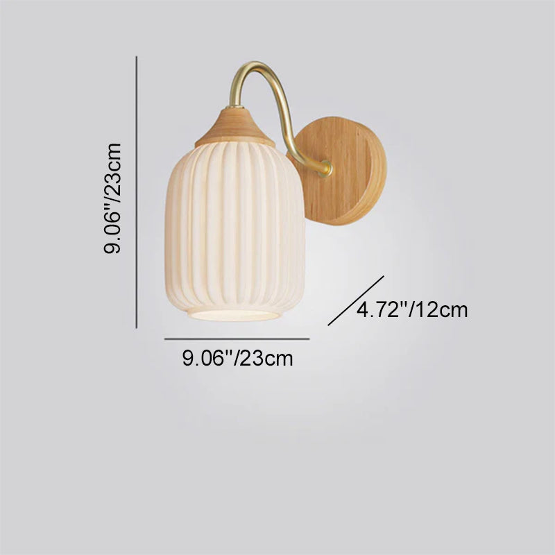 Contemporary Nordic Iron Glass Striped Round Log Wall Sconce - 1-Light Lamp for Living Room & Bedroom