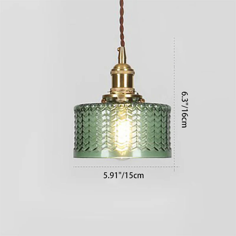 Traditional Japanese Brass Round Jar Pendant Light for Living Room