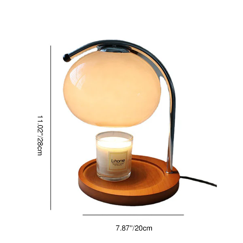 Contemporary Retro Glass Dome Table Lamp - Solid Wood & Metal Base, 1-Light Melting Wax Design