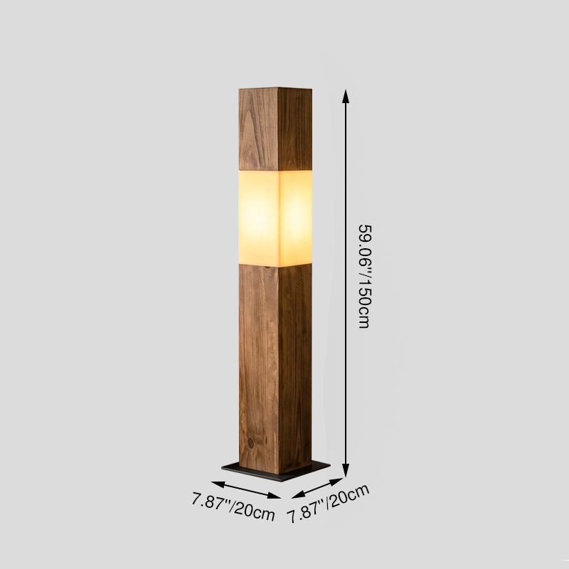 Vintage Solid Wood Iron LED Floor Lamp - Distressed Fabric Pillar Design for Living Room