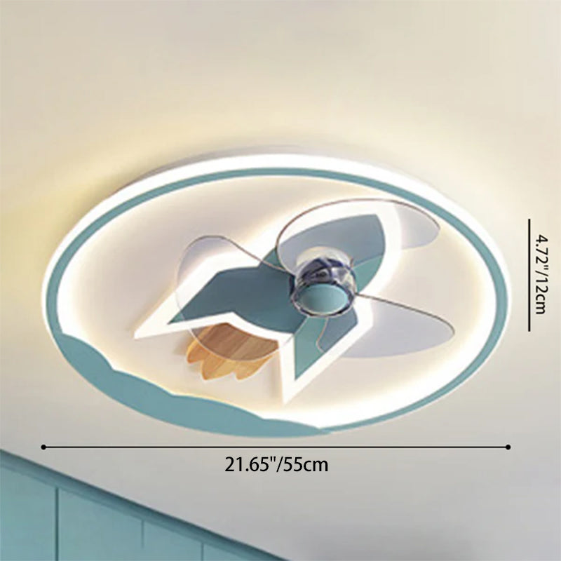 Airplane-Shaped Kids LED Ceiling Fan Light - Contemporary Iron Acrylic Flush Mount for Bedrooms