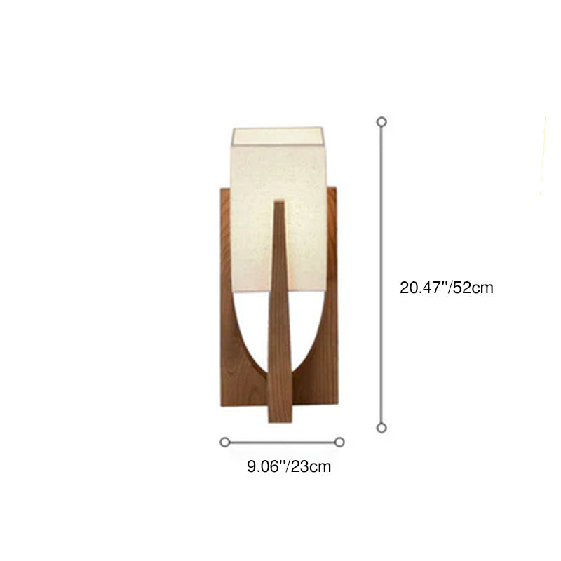 Modern Minimalist Copper Fabric Ash Wood Floor Lamp - 1-Light for Living Room & Bedroom