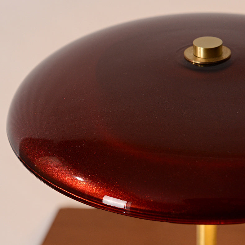 Contemporary Retro Brass Glass LED Round Cylinder Table Lamp for Bedside