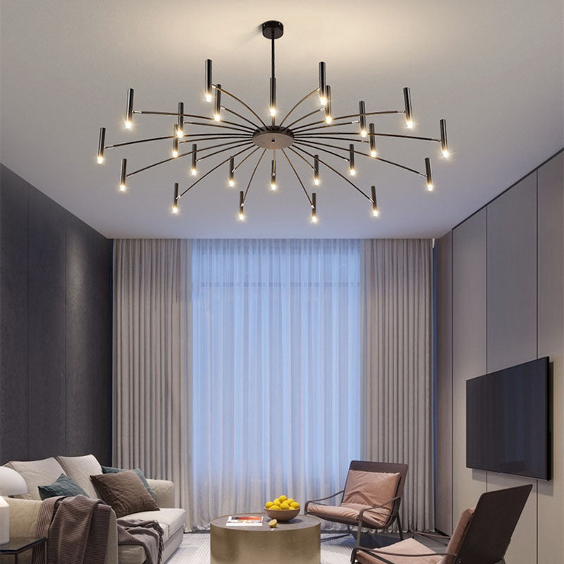 Contemporary Scandinavian Round Radioactive Iron Aluminum Chandelier 12/24 Light for Living Room