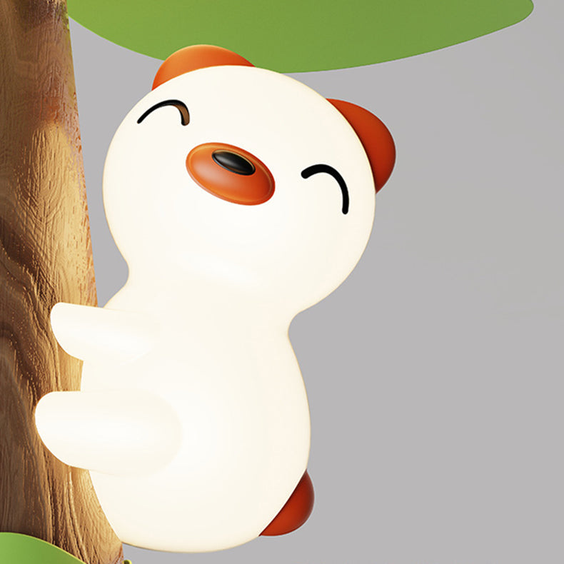 Contemporary Kids PVC Iron Wood Tree Bear LED Ceiling Fan Light