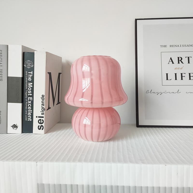 French Cream Handmade Glass Mushroom 1-Light Table Lamp, Unique Artisan Table Lamp, Vintage-Inspired Home Lighting, Decorative Glass Lamp, Soft Glow Interior Illumination, Modern Table Lamp for Living Room and Bedroom, Stylish Mushroom Design Lighting, Ar