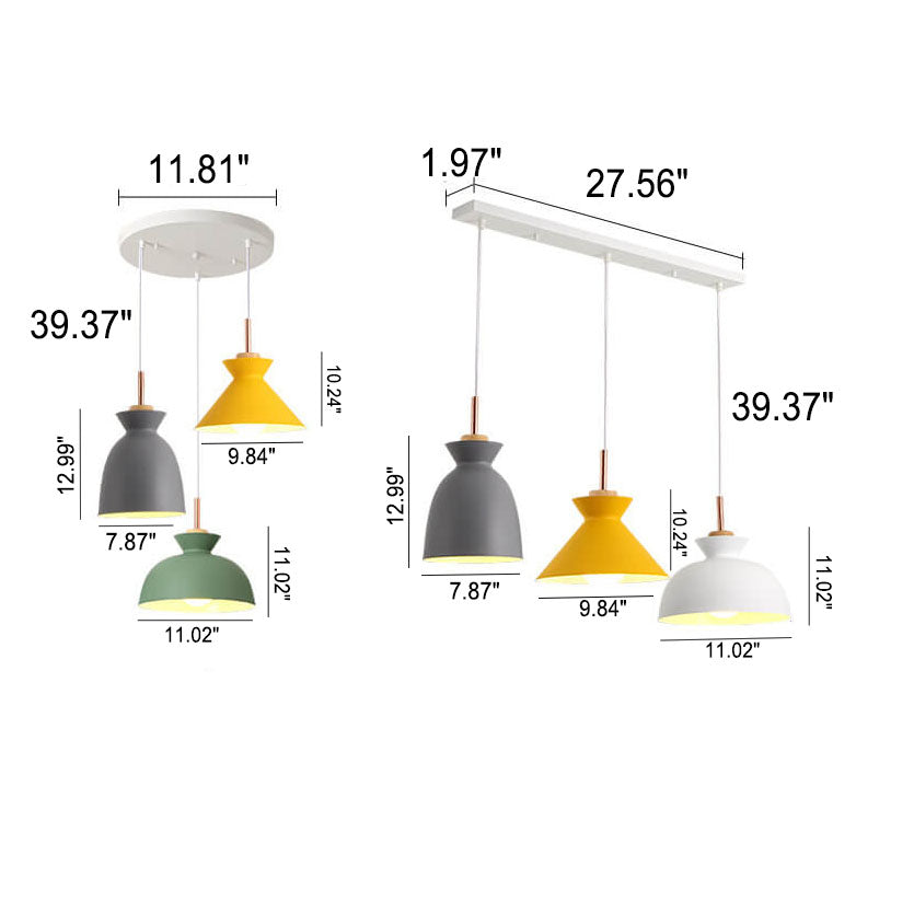 Nordic Macaron Metal 3-Light Chandelier - Modern Ceiling Light Fixture, Elegant Home Decor, Scandinavian Design, Brighten Living Room, Dining Area, Kitchen Lighting